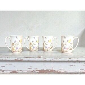 Vintage Nature Garden Society Cups | Wildflowers & Butterfly | 1975 | Set Of 4